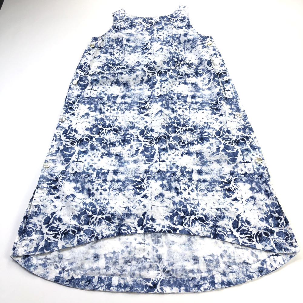 Habitat Clothes To Live In Medium Linen Cotton High Low Midi Ankle Dress Tie Dye